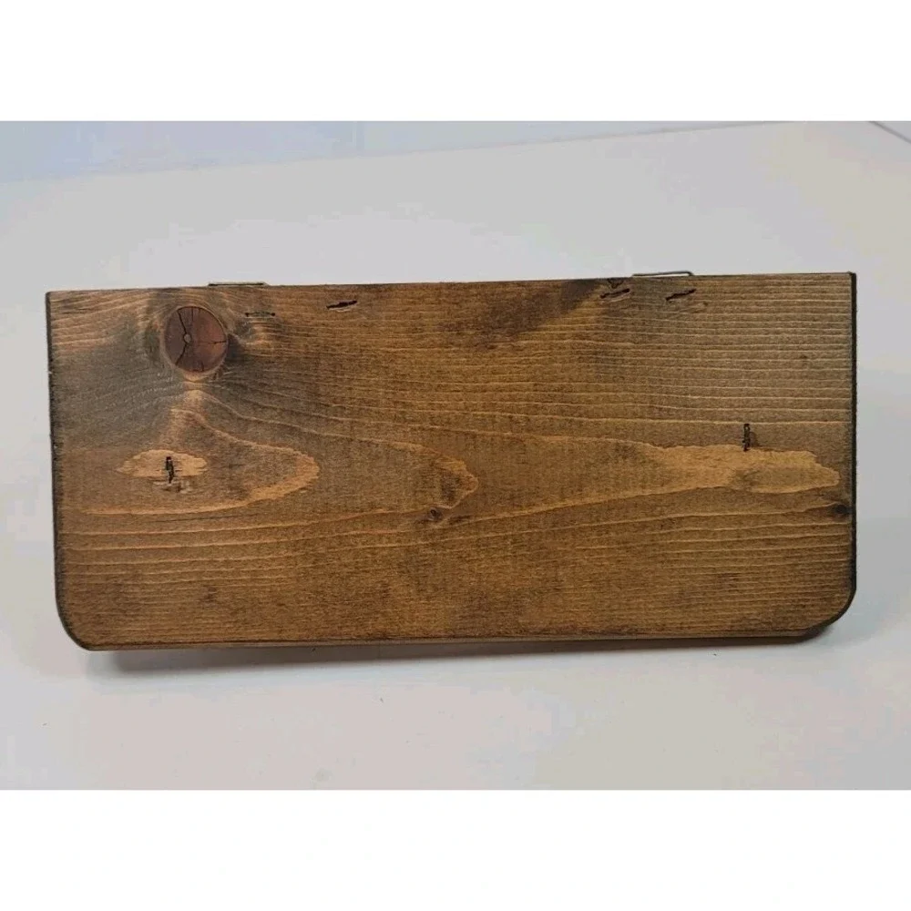 Wood Wall Mounted Shelf with Heart Cutout, Peg Hooks, Country Style 12x3.5x6